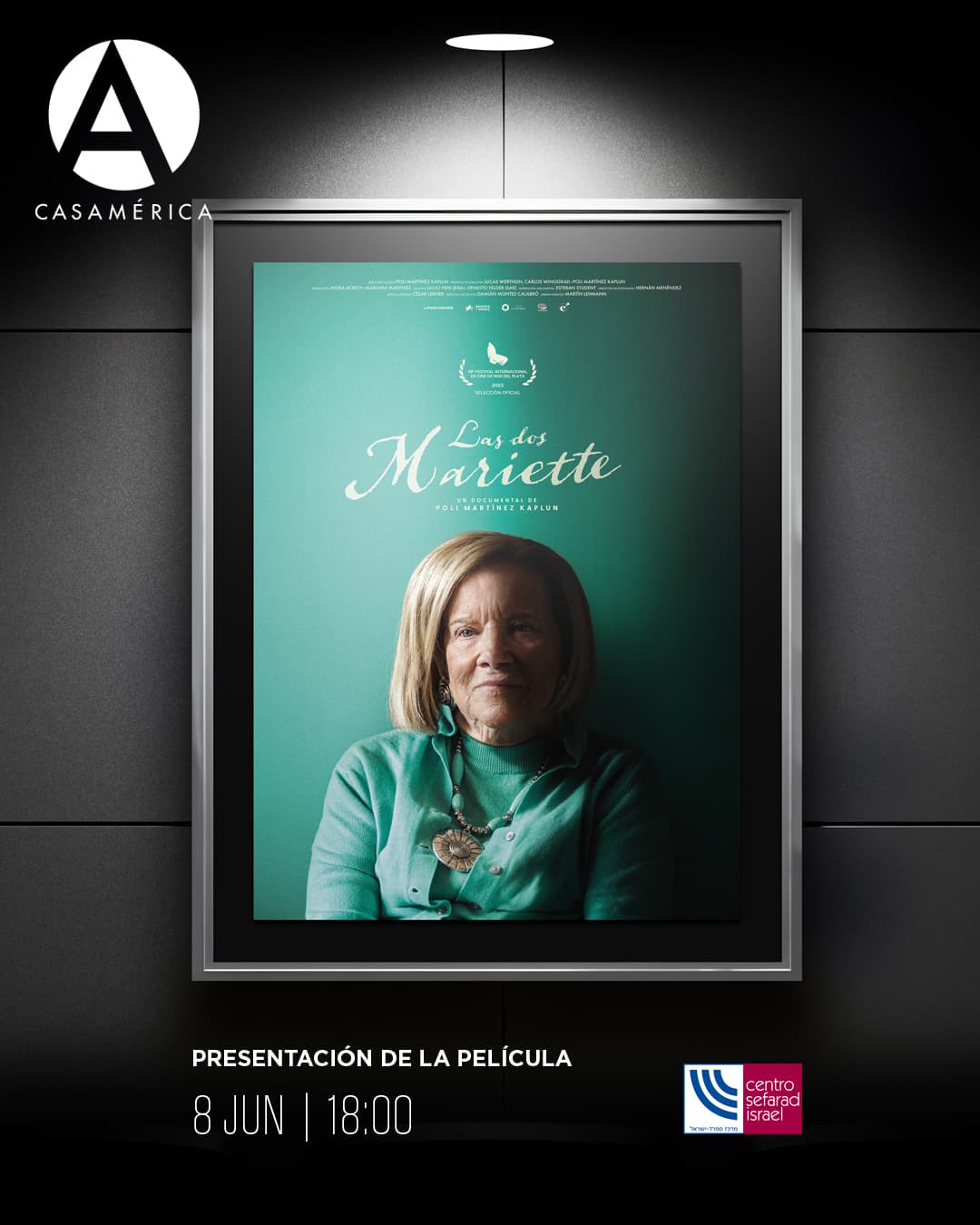 🎬 𝑳𝒂𝒔 𝒅𝒐𝒔 𝑴𝒂𝒓𝒊𝒆𝒕𝒕𝒆.

Proyectamos el último largometraje de Poli Martínez, una obra que indaga en los límites del silencio y la memoria a través de la historia de Mariette Diamant, una mujer de 90 años que decidió revelar un secreto guardado durante siete décadas.

Tras sus anteriores trabajos sobre la supervivencia y el Holocausto, la realizadora nos introduce en los dilemas de una mujer que se enfrenta a su pasado oculto, desafiando el miedo al rechazo y al prejuicio en el ocaso de su vida.

Al finalizar el visionado, contaremos con un coloquio para profundizar en los aspectos creativos y testimoniales de la obra.

👥 Bienvenida: José Thovar. Coloquio: Poli Martínez.
🤝 Con @centrosefaradisrael.

📅 Lunes 8 de junio.
⌚ 18:00.
📍 Sala Iberia (Plaza de Cibeles, s/n).
🎟️ Entrada libre hasta completar aforo.

🔗 Más información en el enlace de la biografía.

#Cine #Documental #Memoria #Historia #Sefarad